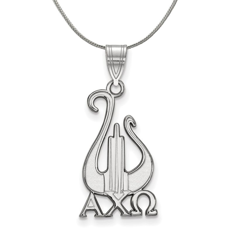 Sterling Silver Alpha Chi Omega Large Pendant Necklace - 16 Inch